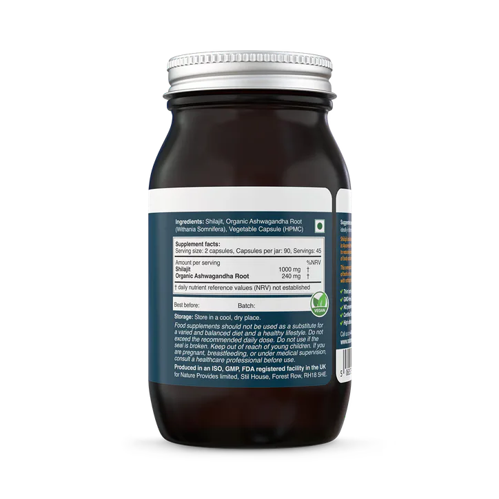 Nature Provides Ayurvedic Shilajit (1000mg) and Organic Ashwagandha Root 90 Capsules, additional product view 3