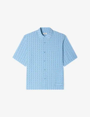 SANDRO Link-Print Relaxed-Fit Woven Shirt - NAVY BLUE detail 2