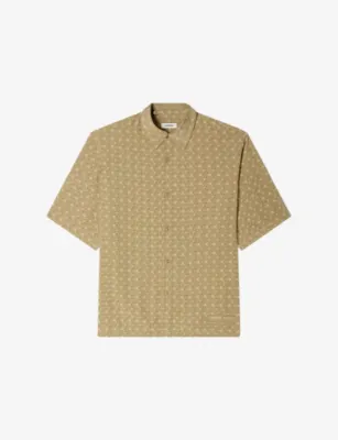 SANDRO Link-Print Relaxed-Fit Woven Shirt - NAVY BLUE