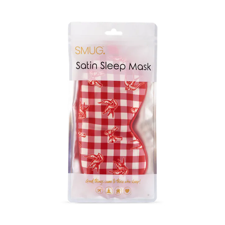 Smug Satin Sleep Mask - Gingham Bows & Birds, additional product view 2