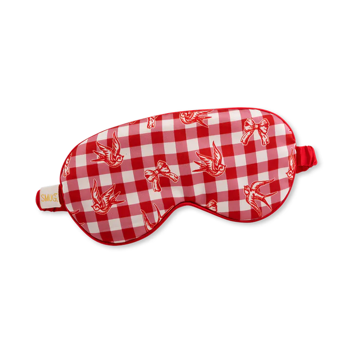 Smug Satin Sleep Mask - Gingham Bows & Birds