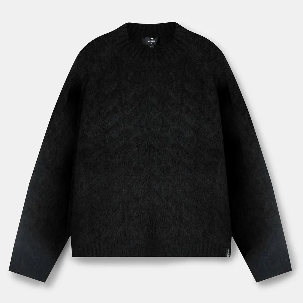 Represent Men's Textured Knit Contemporary Fit Crew Sweatshirt