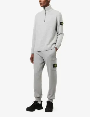 STONE ISLAND Compass-Badge Speckled Wool-Blend Knitted Jumper detail 2
