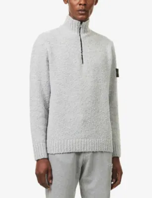 STONE ISLAND Compass-Badge Speckled Wool-Blend Knitted Jumper detail 3