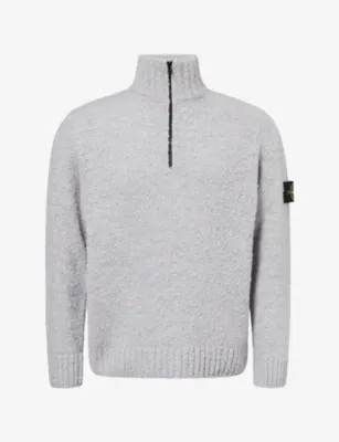 STONE ISLAND Compass-Badge Speckled Wool-Blend Knitted Jumper