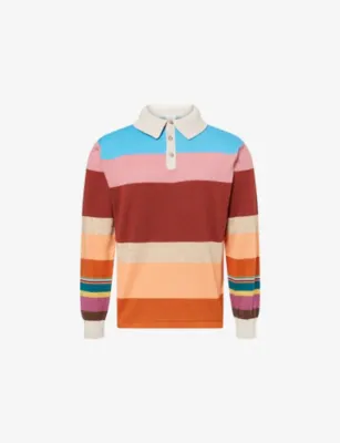 PAUL SMITH Colour-Block Long-Sleeve Cotton and Linen-Blend Polo
