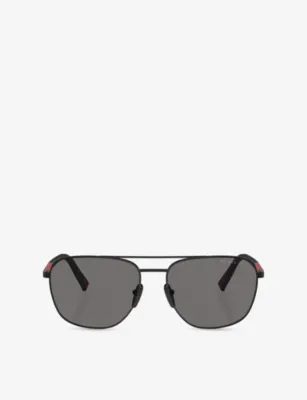 PRADA LINEA ROSSA PS 54ZS Aviator-Frame Metal Sunglasses