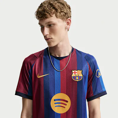 Nike F.C. Barcelona 2026/27 Stadium Home Men's Nike Dri-FIT Football Replica Shirt - Deep Garnet/Blue Void/Blackened Blue/Mineral Yellow