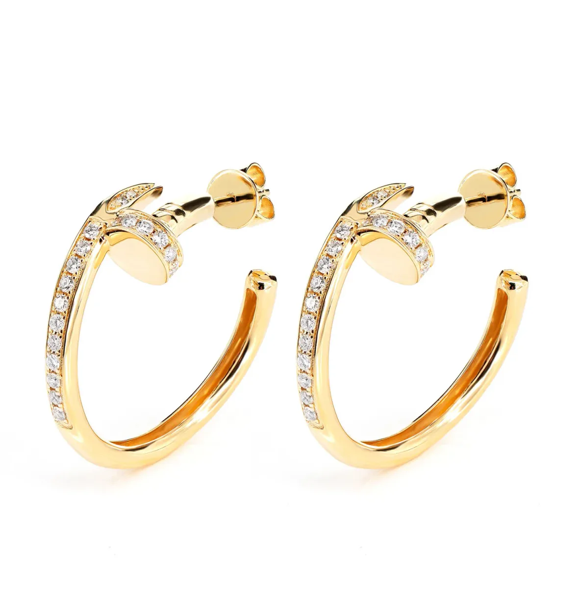 For Him Nail Half Diamond Hoop Earrings in Rose Gold / Lab Grown Diamond – Earring