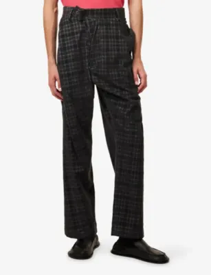 VIVIENNE WESTWOOD Drunken Straight-Leg Checked Corduroy-Cotton Trousers detail 3
