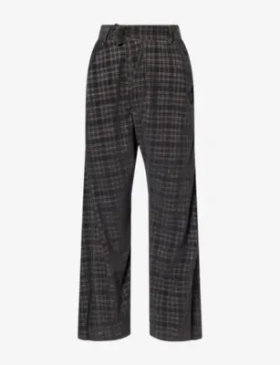 VIVIENNE WESTWOOD Drunken Straight-Leg Checked Corduroy-Cotton Trousers