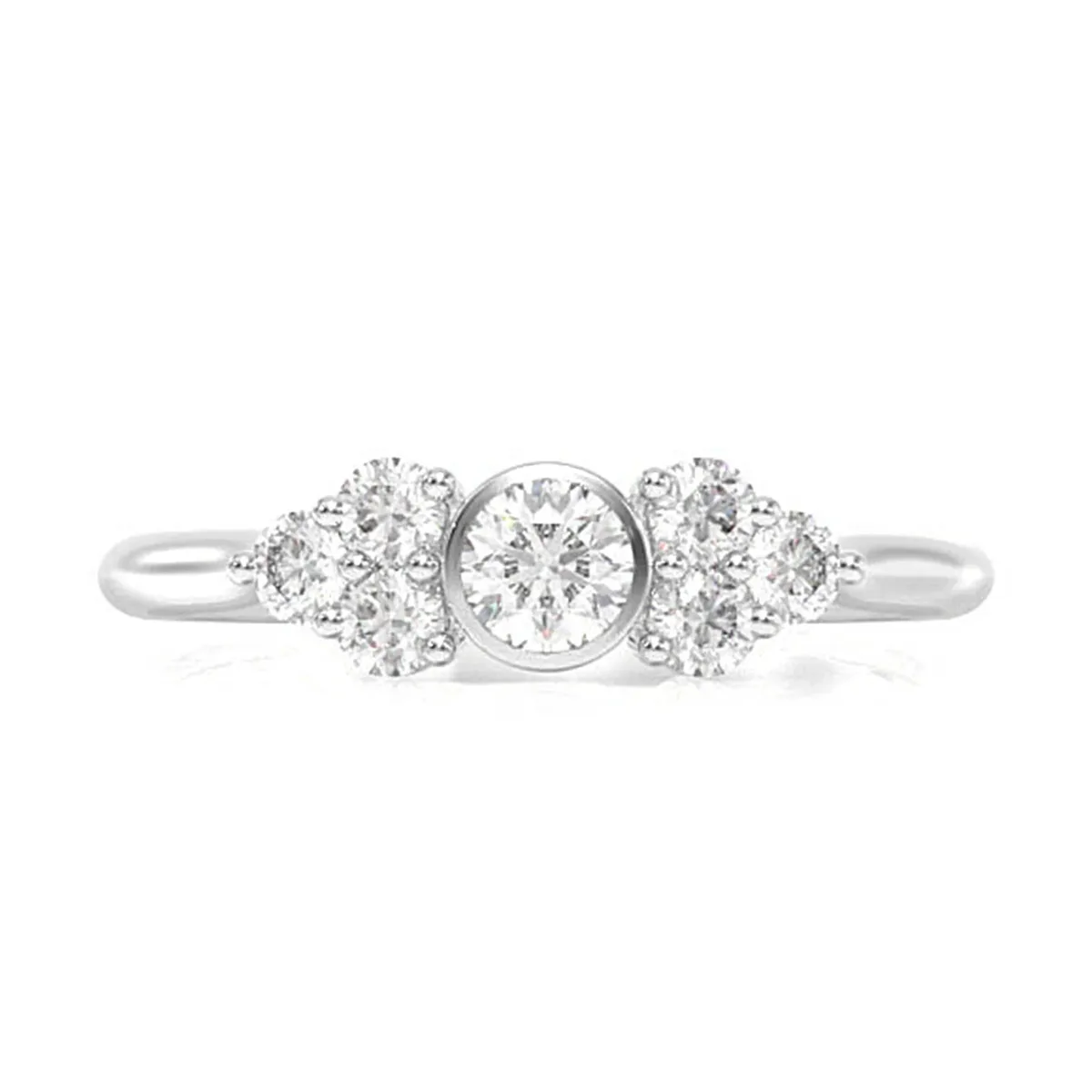 For Him Round Bezel Triangle Accent Ring