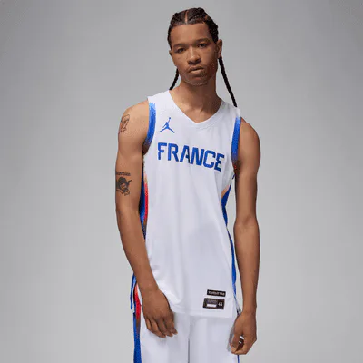 Jordan France Limited Home Men's Jordan Basketball Jersey - White/Hyper Royal
