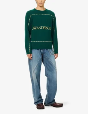 JW ANDERSON Embroidered-Logo Crewneck Wool Jumper detail 2
