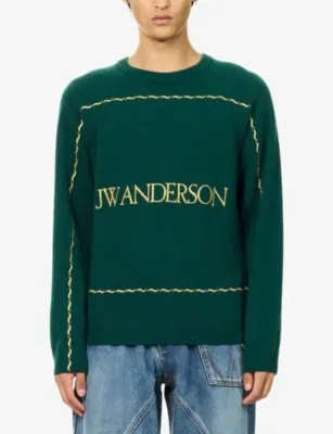 JW ANDERSON Embroidered-Logo Crewneck Wool Jumper detail 3