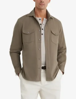 REISS Astra Flap-Pocket Cotton-Twill Shirt detail 3
