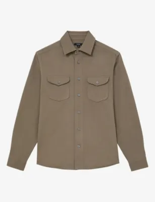 REISS Astra Flap-Pocket Cotton-Twill Shirt