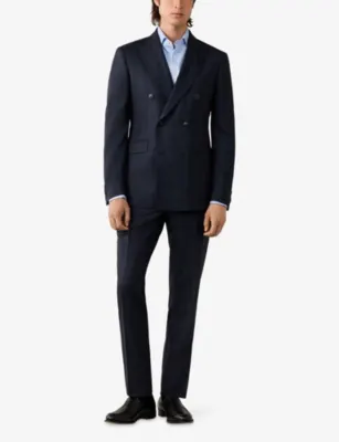 HACKETT Windowpane Double-Breasted Wool Blazer detail 3