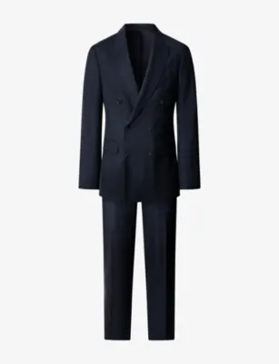 HACKETT Windowpane Double-Breasted Wool Blazer