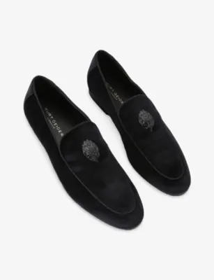 KURT GEIGER LONDON Hugh Eagle-Embellished Velvet Loafers - EUR 44 / 10 UK MEN in BLACK, additional product view 2