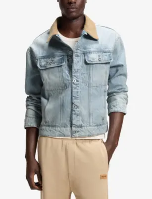HUGO Faded-Wash Denim Jacket in LIGHT/PASTEL BLUE, additional product view 3