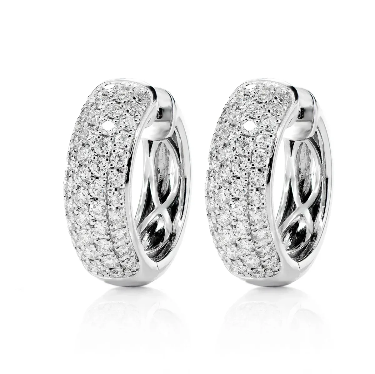 For Him Four Row Bubbly Diamond Hoop Earrings in White Gold / Natural Diamond – Earring