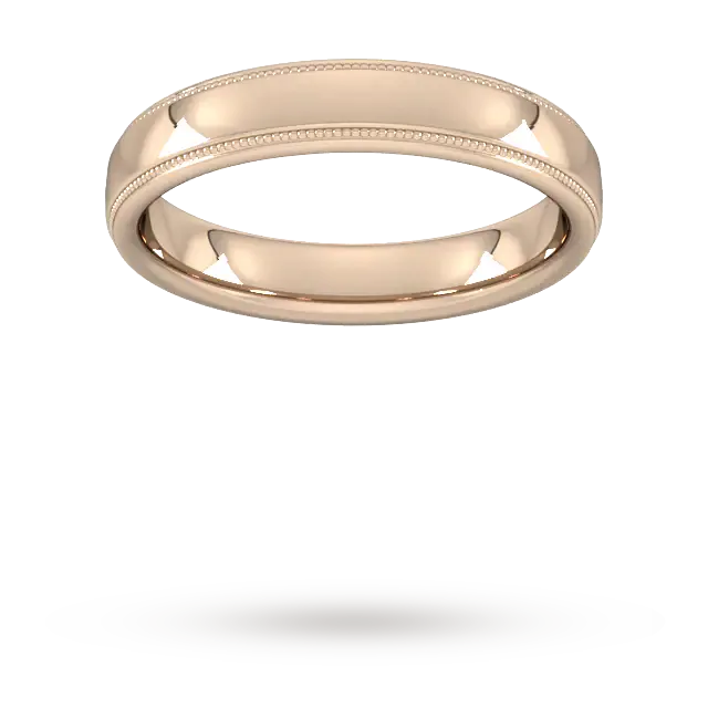 For Him 4mm Traditional Court Heavy Milgrain Edge Wedding Ring In 18 Carat Yellow Gold