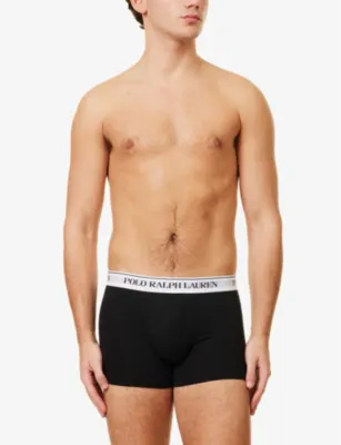 POLO RALPH LAUREN Logo-waistband classic-fit pack of three stretch-cotton trunks detail 2