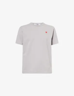 COMME DES GARCONS PLAY Small Heart-Embroidered Cotton T-Shirt - PURPLE detail 2