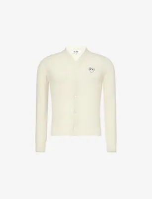 COMME DES GARCONS PLAY Heart Logo-Embroidered V-Neck Wool Cardigan