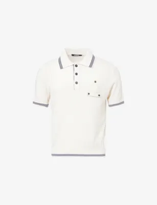 JACQUEMUS Brand-Badge Silk-Blend Knitted Polo Shirt