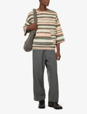 VISVIM Burrow Striped Wool and Cashmere-Blend Jumper in IVORY, additional product view 2