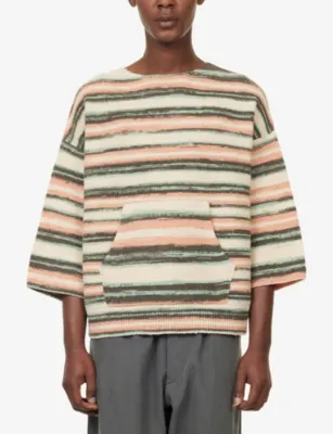 VISVIM Burrow Striped Wool and Cashmere-Blend Jumper in IVORY, additional product view 3