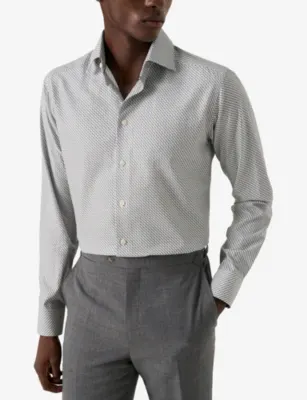 ETON Geo-Print Contemporary-Fit Cotton-Twill Shirt - 19.75 detail 3