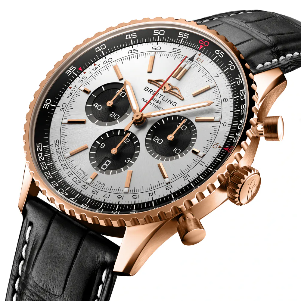 Breitling Navitimer B01 Chronograph 46 18k Red Gold Watch detail 3