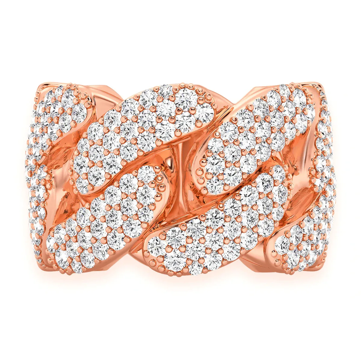 For Him Iced Out Cuban Ring in 13mm | 2.50ctw / Rose Gold / Natural Diamond – Ring