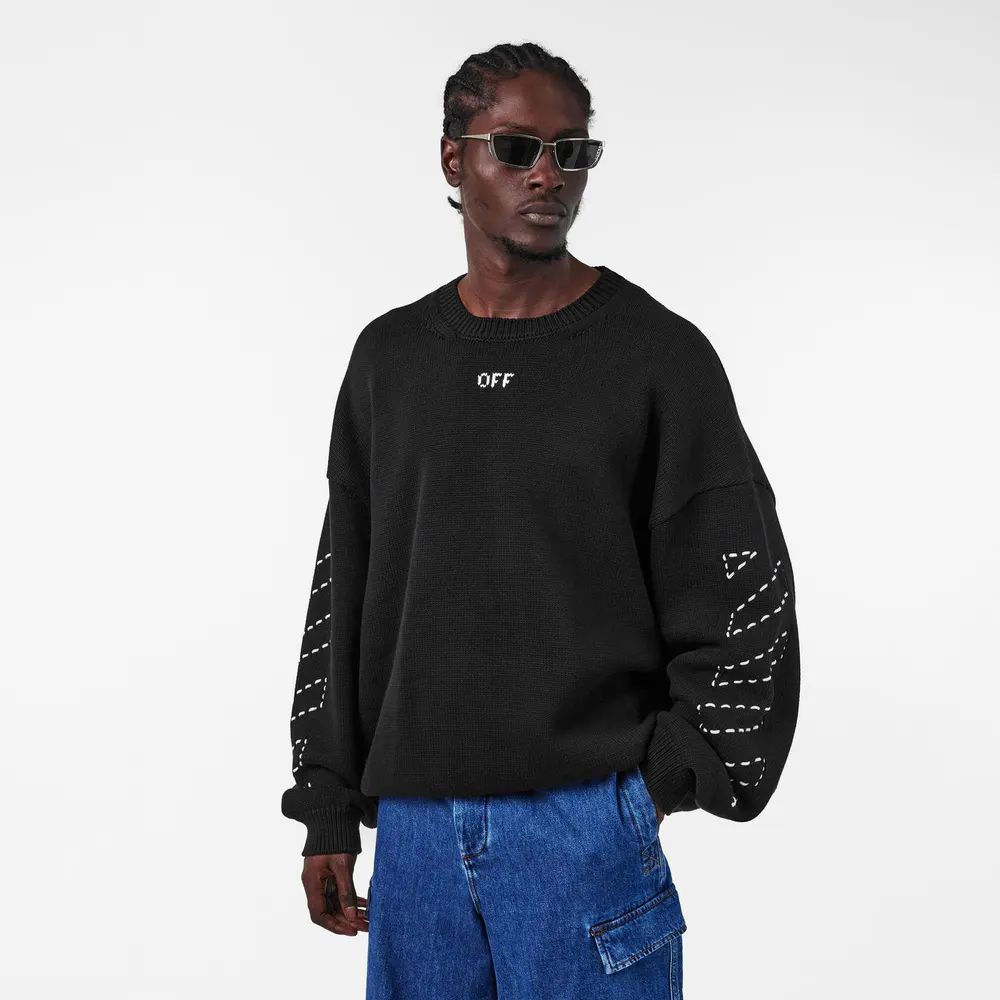 Off White Men's Arrows Cotton Long Sleeve Crew Neck Sweatshirt detail 3