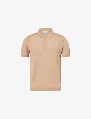 JOHN SMEDLEY Macloud Short-Sleeve Merino-Wool Polo Jumper - TOASTED ALMOND detail 2