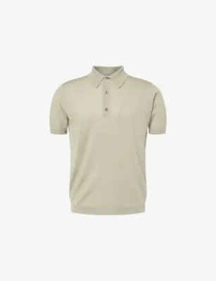 JOHN SMEDLEY Macloud Short-Sleeve Merino-Wool Polo Jumper - TOASTED ALMOND detail 3
