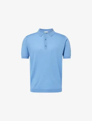 JOHN SMEDLEY Macloud Short-Sleeve Merino-Wool Polo Jumper - TOASTED ALMOND