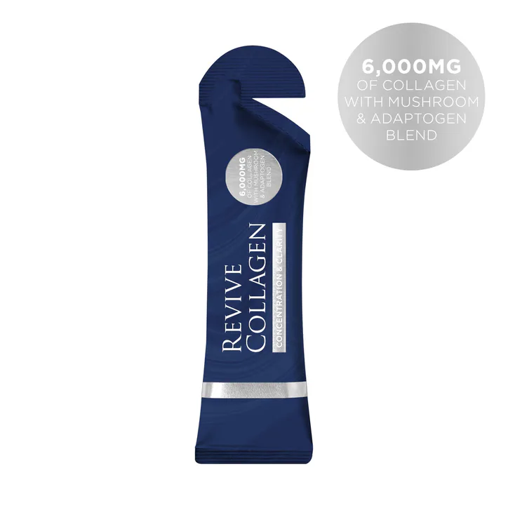 Revive Collagen Concentration & Clarity Functional Mushroom & Adaptogen Blend with 6,000mg of Type 1 Hydrolysed Marine Collagen 14 x 22g Sachets. detail 2