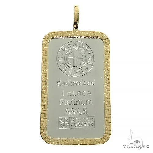 RINA - For Him FACTORY Greek Motif Dog Tag Pendant with 1 Ounce Platinum 999,5 Switzerland Bar 66411 – Pendant