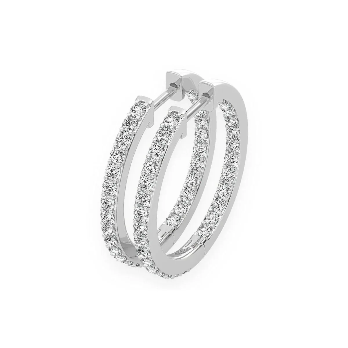 For Him One Row Diamond Hoops in White Gold / Natural Diamond – Earring