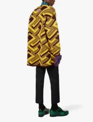 PRADA Geometric-pattern V-neck knitted jumper detail 2