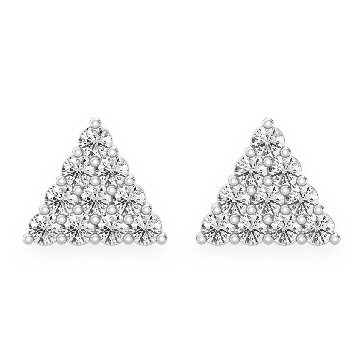 For Him Triangle Diamond Studs in Stacked Pavé / White Gold / Natural Diamond – Earring