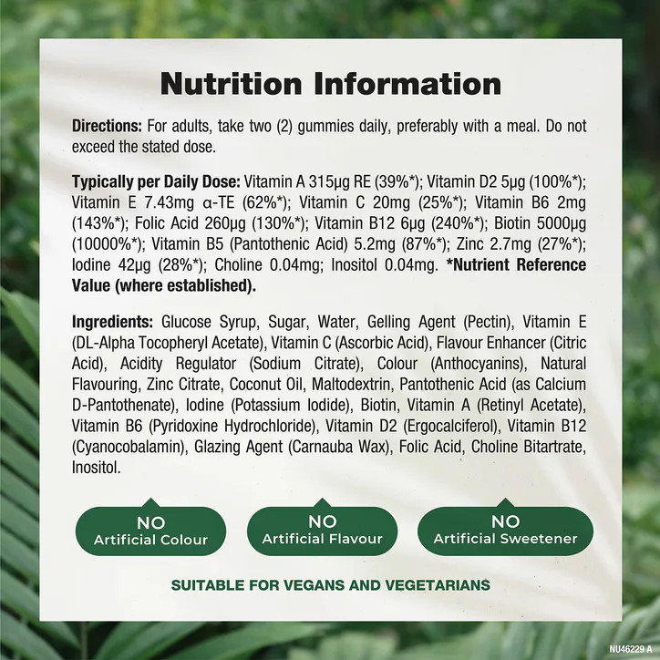 Nature's Truth Hair Skin & Nails Biotin 5000ug - 60 Gummies - Raspberry 60Gummy detail 3