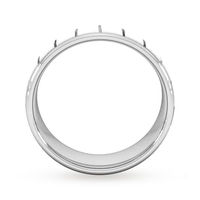 For Him 7mm D Shape Heavy Vertical Lines Wedding Ring In 18 Carat White Gold detail 3