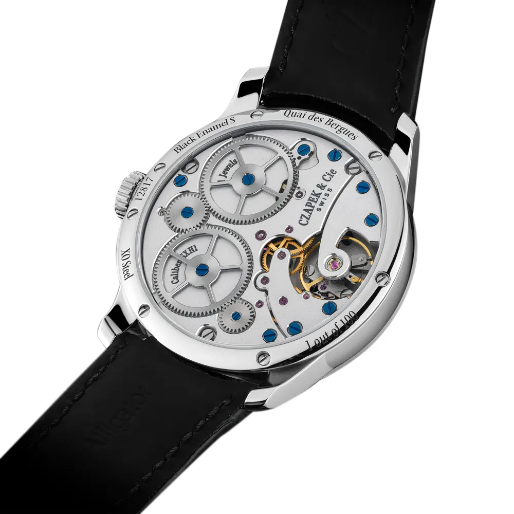 Czapek Quai Des Bergues S Black Enamel in Black, additional product view 3