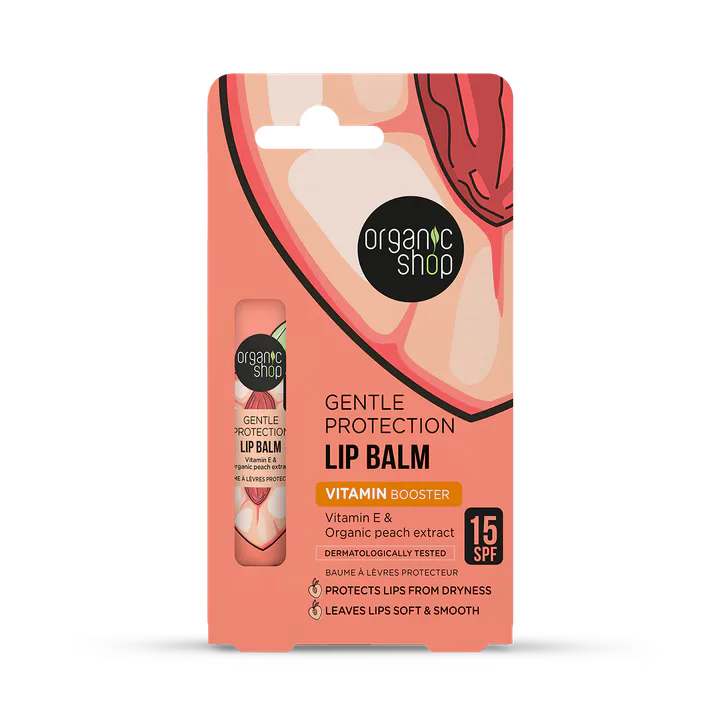 Organic Shop Gentle Protection Vitamin Booster Lip Balm SPF 15 with Vitamin E & Peach Extracts 10ml detail 2