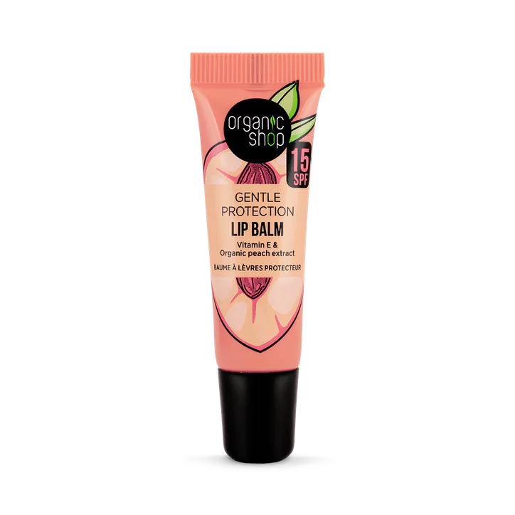 Organic Shop Gentle Protection Vitamin Booster Lip Balm SPF 15 with Vitamin E & Peach Extracts 10ml